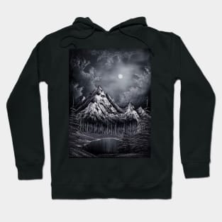 Black and White Winter Mountain Landscape Hoodie